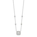 Sterling Silver Rhod-pltd Square CZ Pendant With 2in ext 4-Station Necklace