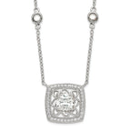 Sterling Silver Rhod-pltd Square CZ Pendant With 2in ext 4-Station Necklace