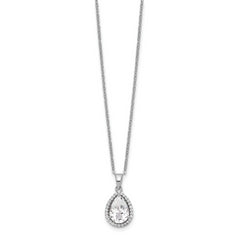 Sterling Silver Rhodium Created White Topaz & CZ Necklace