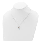 Sterling Silver Rhodium Polished Garnet & CZ Necklace