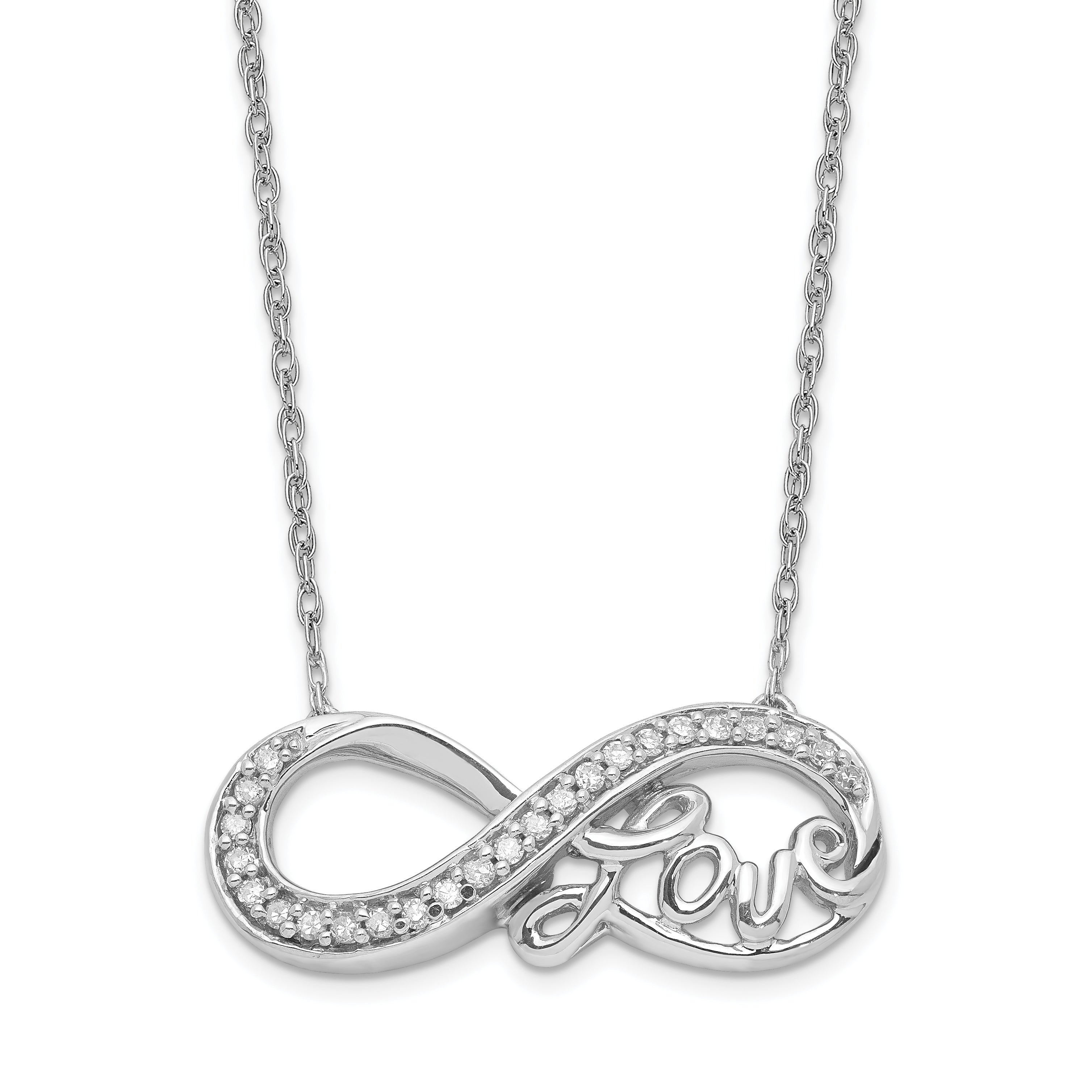 Sterling Silver Rhodium Diam. Infinity Symbol LOVE Necklace Main image