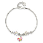 Sterling Silver Enamel Crystal Butterfly Stars With  1in ext. Children's Brace