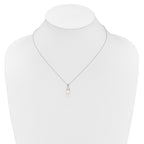 Sterling Silver Rhodium-plated 6-7mm White Button Freshwater Cultured Pearl and CZ 17 inch Necklace