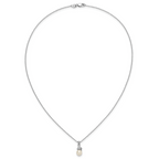 Sterling Silver Rhodium-plated 6-7mm White Button Freshwater Cultured Pearl and CZ 17 inch Necklace