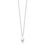 Sterling Silver Rhodium-plated 6-7mm White Semi-Round Freshwater Cultured Pearl and CZ 17 inch Necklace