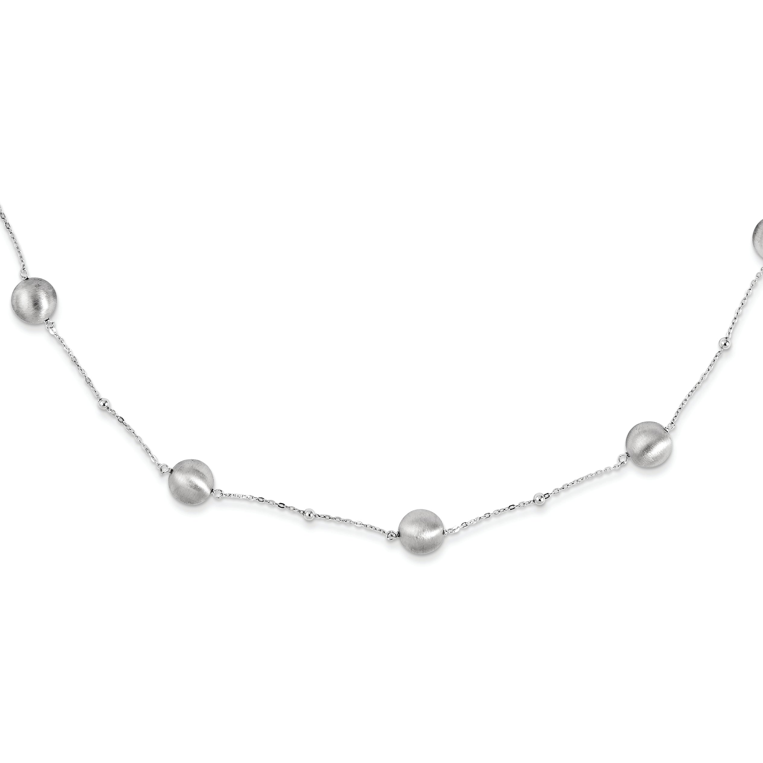 Sterling Silver Satin & Polished Ball Station Rhodium 33.5 Necklace Main image