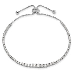 Sterling Shimmer Sterling Silver Rhodium-plated 67 Stone Graduated CZ Adjustable 5 inch up to 9 inch Bracelet