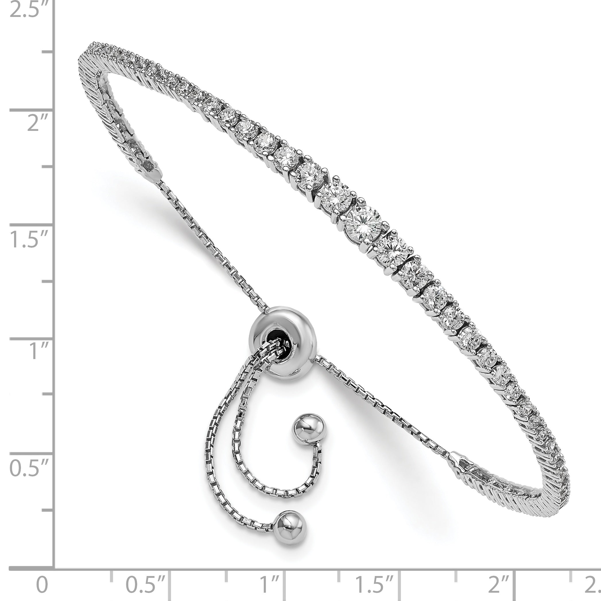 Sterling Shimmer Sterling Silver Rhodium-plated 67 Stone Graduated CZ Adjustable 5 inch up to 9 inch Bracelet