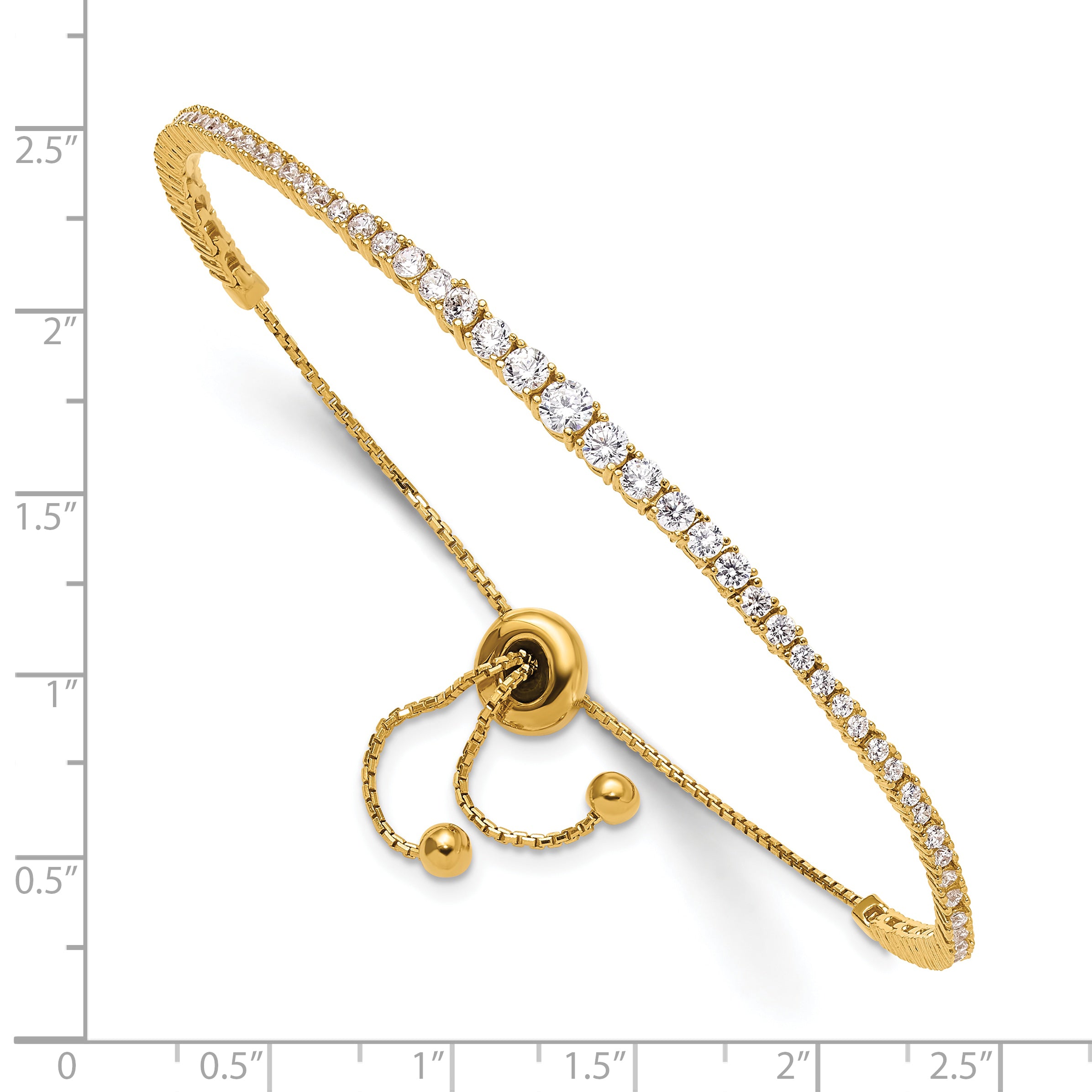 Sterling Shimmer Sterling Silver Gold-tone Flash Gold-plated 67 Stone Graduated CZ Adjustable 5 inch up to 9 inch Bracelet