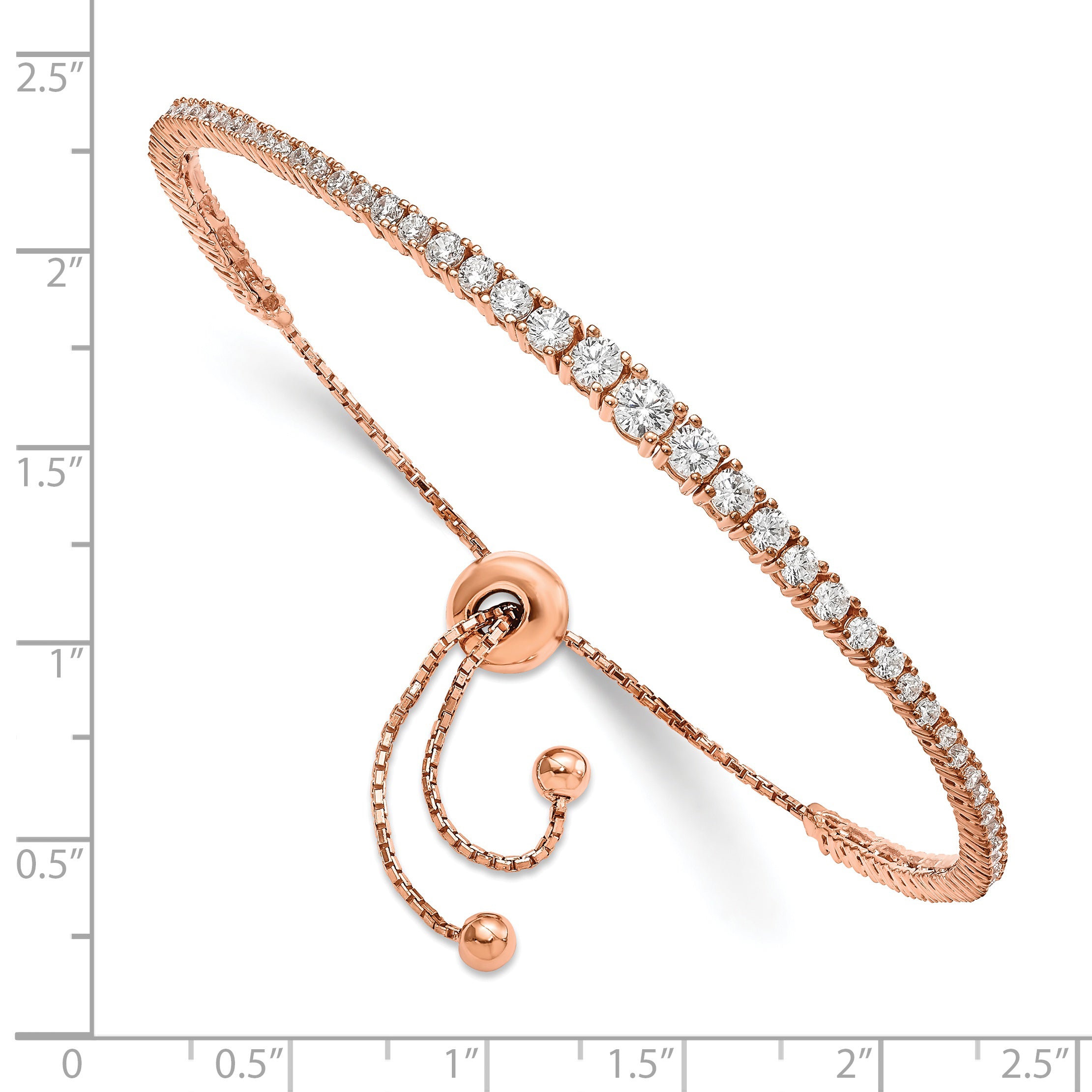 Sterling Shimmer Sterling Silver Rose-tone Flash Rose Gold-plated 67 Stone Graduated CZ Adjustable 5 inch up to 9 inch Bracelet Secondary image