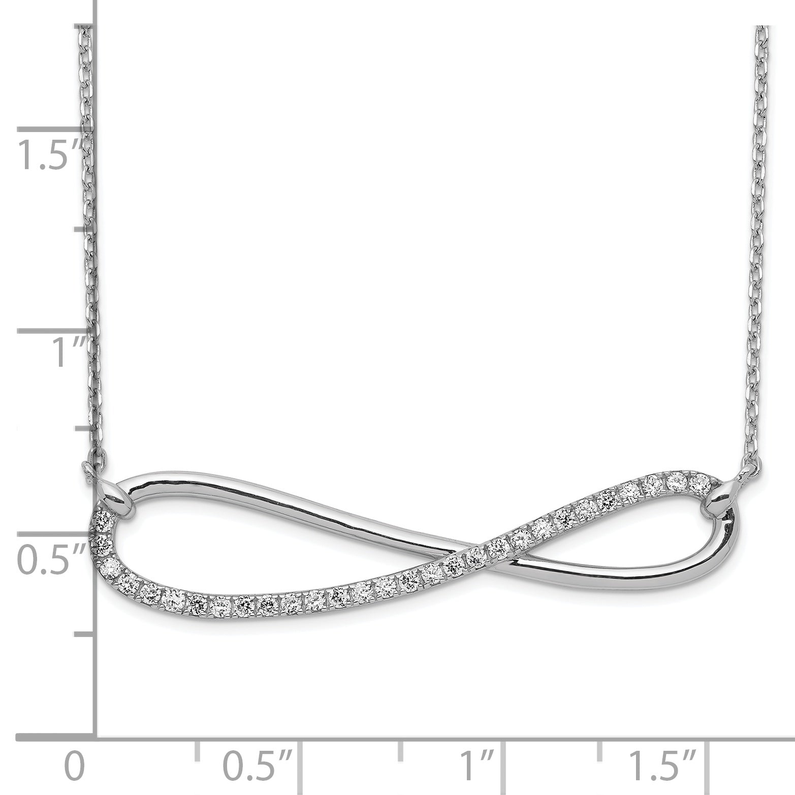 Sterling Shimmer Sterling Silver Rhodium-plated 18.5 inch 29 Stone CZ Infinity Symbol Necklace Secondary image