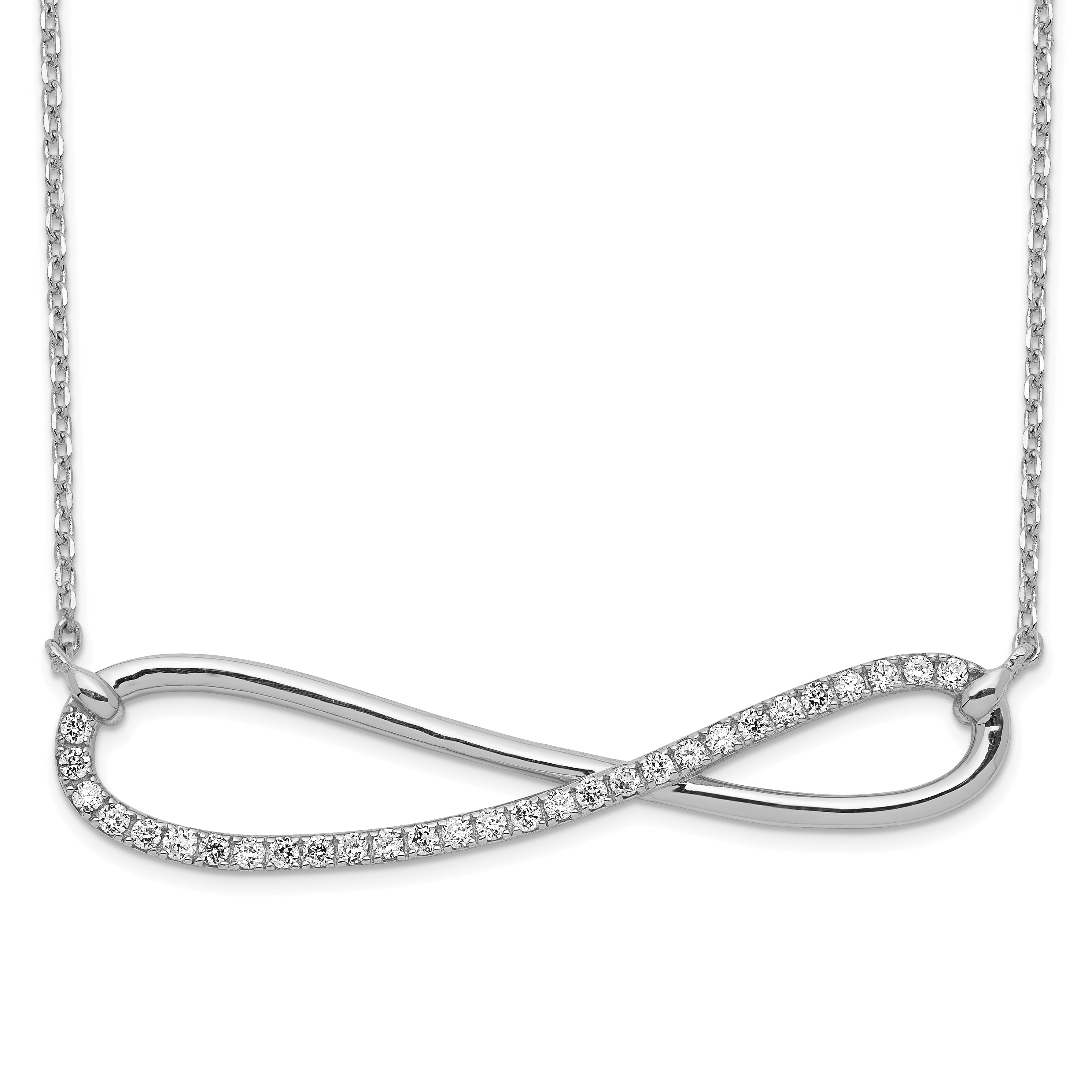 Sterling Shimmer Sterling Silver Rhodium-plated 18.5 inch 29 Stone CZ Infinity Symbol Necklace Main image