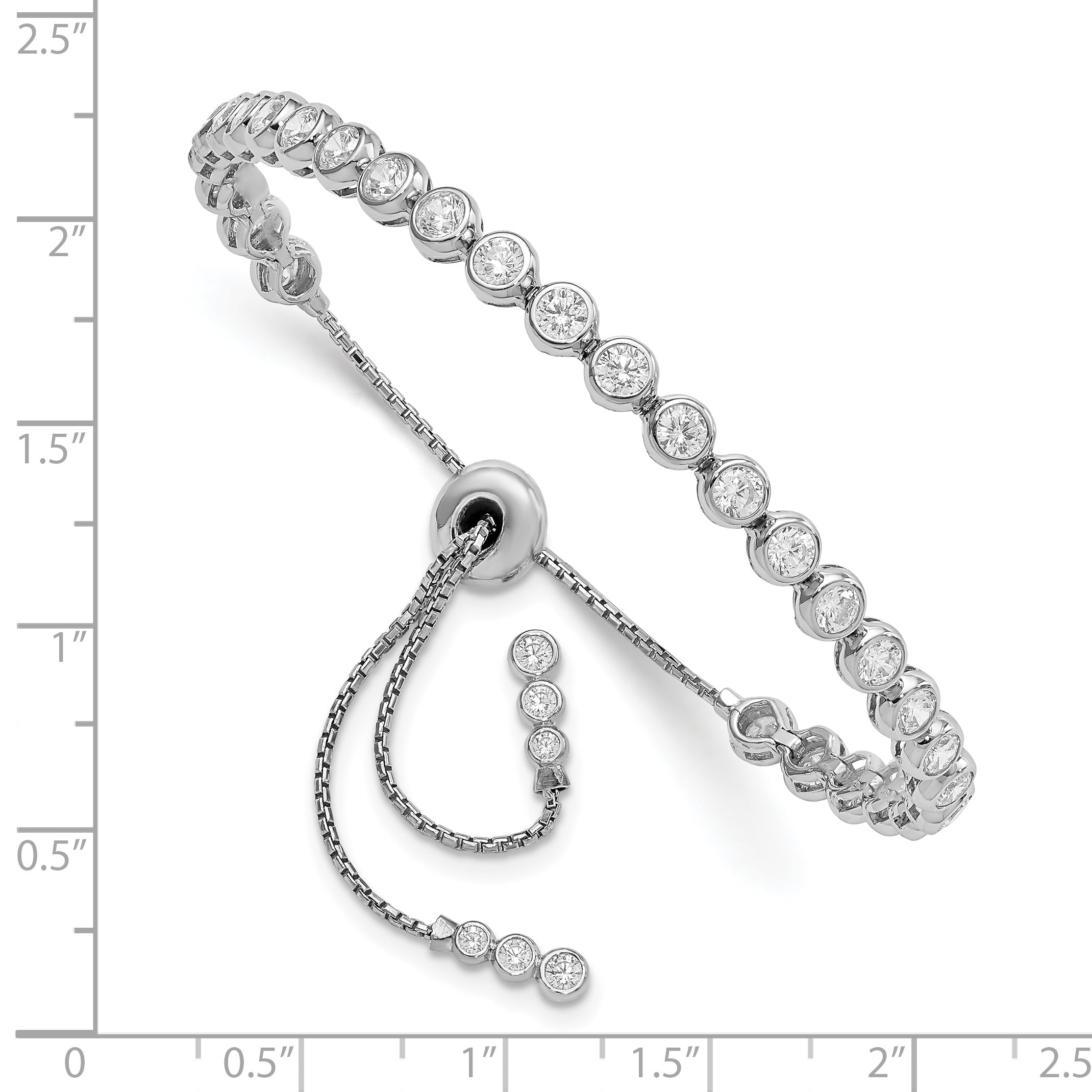 Sterling Shimmer Sterling Silver Rhodium-plated 34 Stone CZ Adjustable Bracelet Secondary image