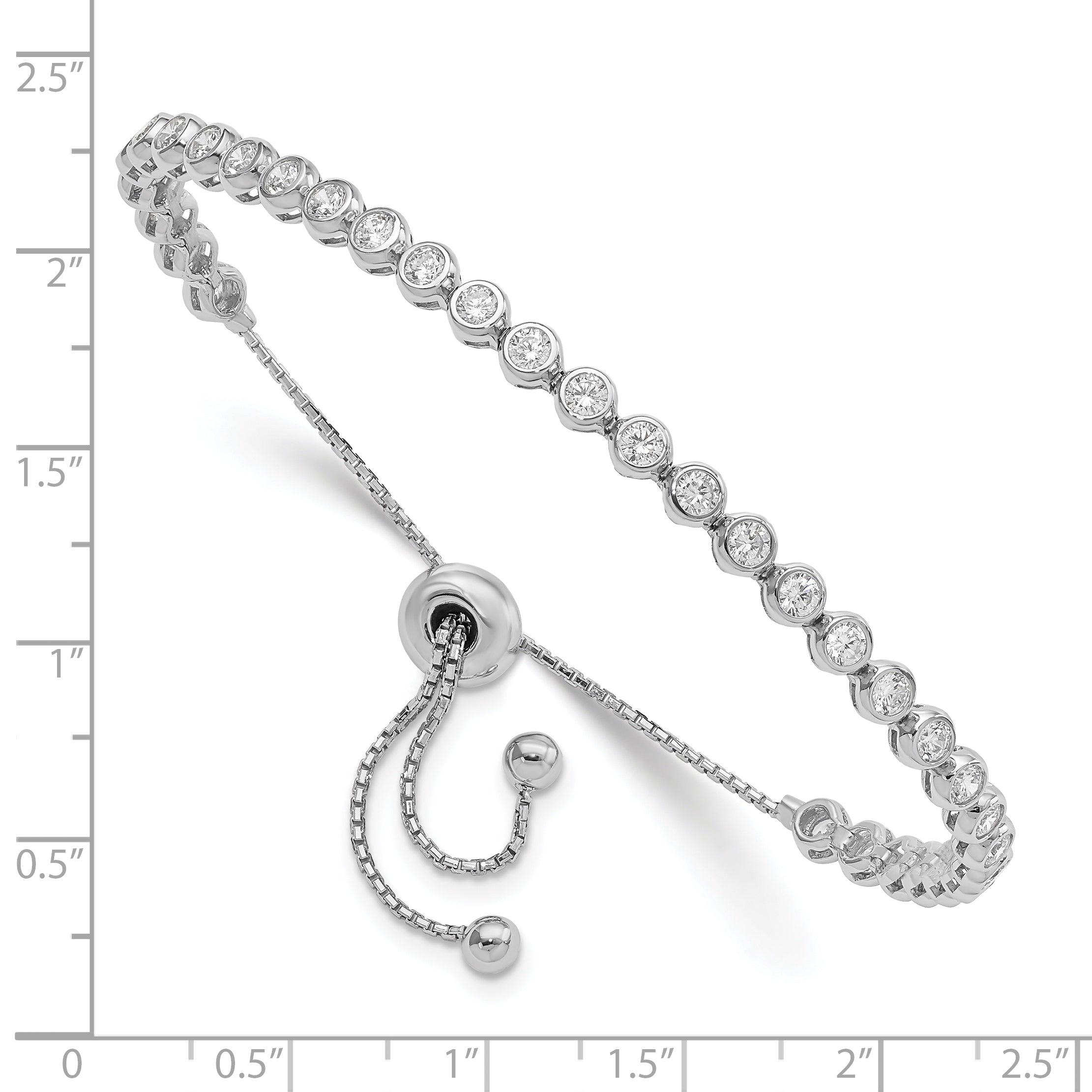 Sterling Shimmer Sterling Silver Rhodium-plated 33 Stone CZ Adjustable Bracelet Secondary image