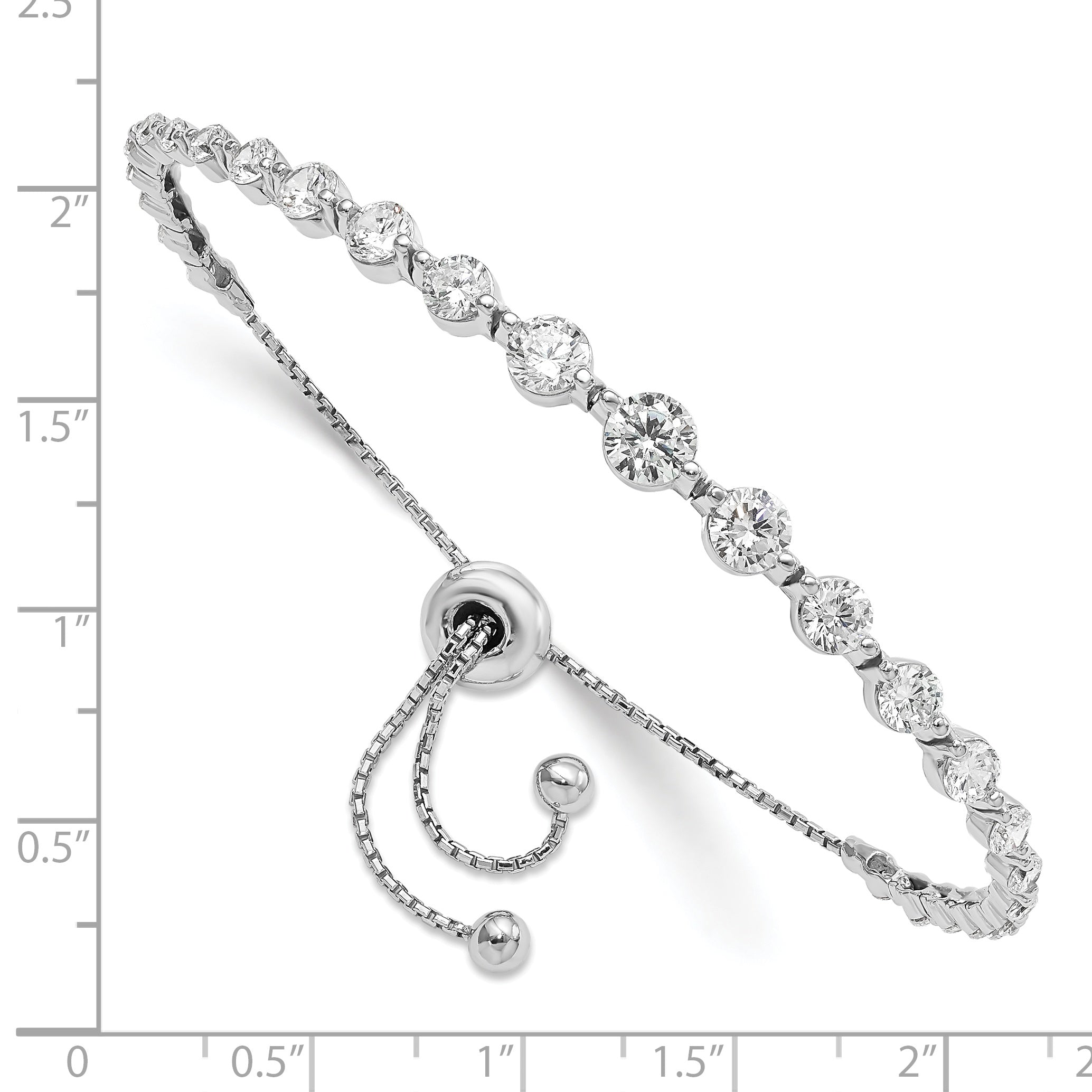 Sterling Shimmer Sterling Silver Rhodium-plated 29 Stone CZ Adjustable 5 inch up to 8.75 inch Bracelet Secondary image
