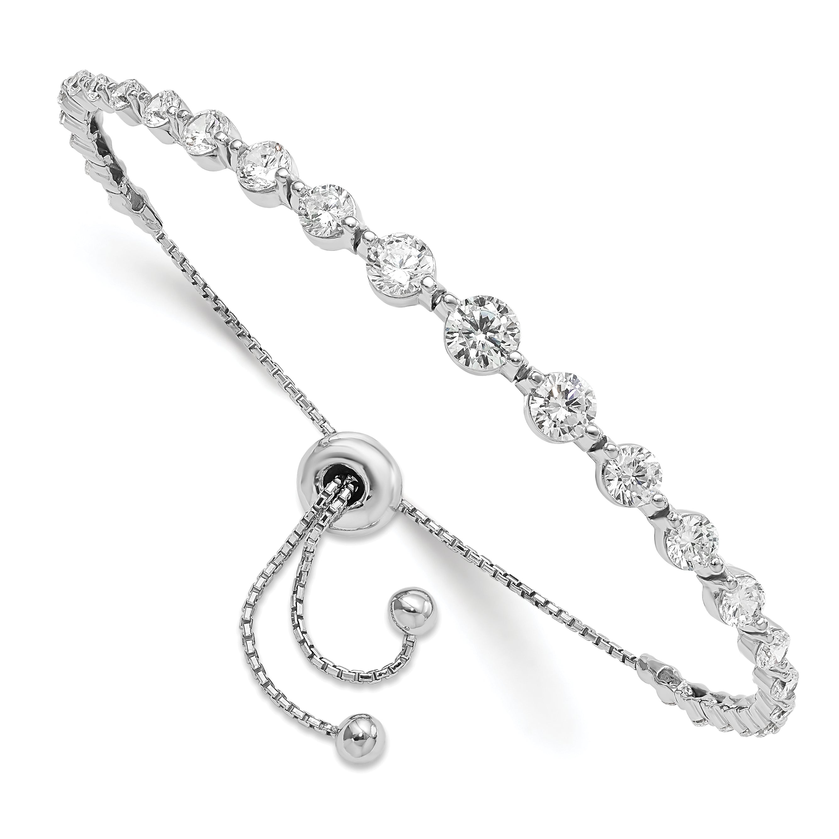 Sterling Shimmer Sterling Silver Rhodium-plated 29 Stone CZ Adjustable 5 inch up to 8.75 inch Bracelet Main image