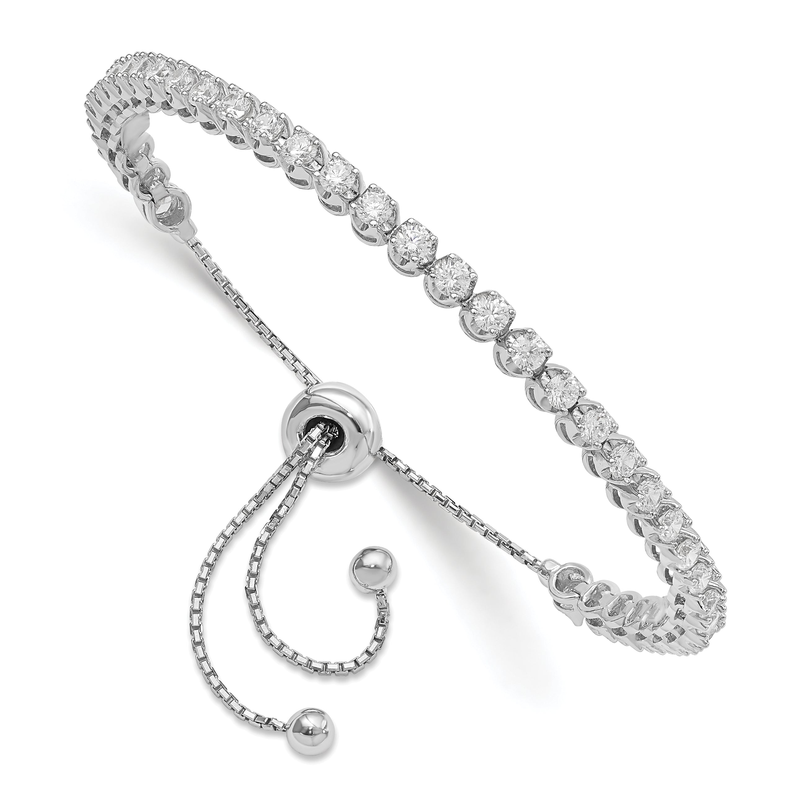 Sterling Shimmer Sterling Silver Rhodium-plated 39 Stone CZ Adjustable Bracelet Main image