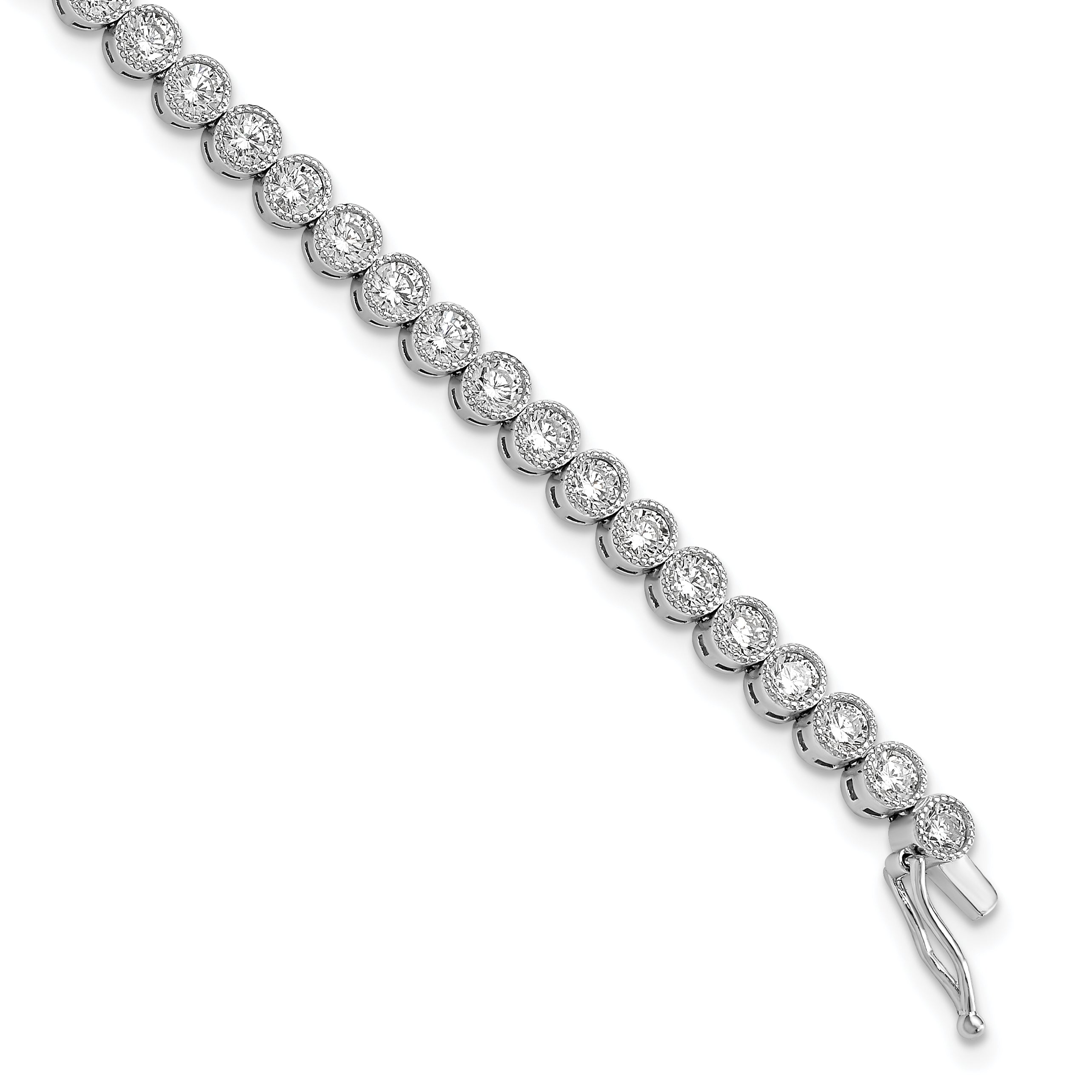 Sterling Shimmer Sterling Silver Rhodium-plated 7 inch 45 Stone CZ Tennis Bracelet Main image