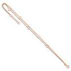 Sterling Silver Rose-tone Heart 2-Strand 9 inch Plus 1 inch Extender - Total 10 inch Anklet