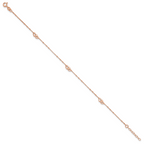Sterling Silver Rose-tone Interlocked Hearts 9 inch Plus 1 inch Extender - Total 10 inch Anklet