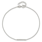 Sterling Silver CZ Bar 10 inch Plus 1 inch Extender  - Total 11 inch Anklet