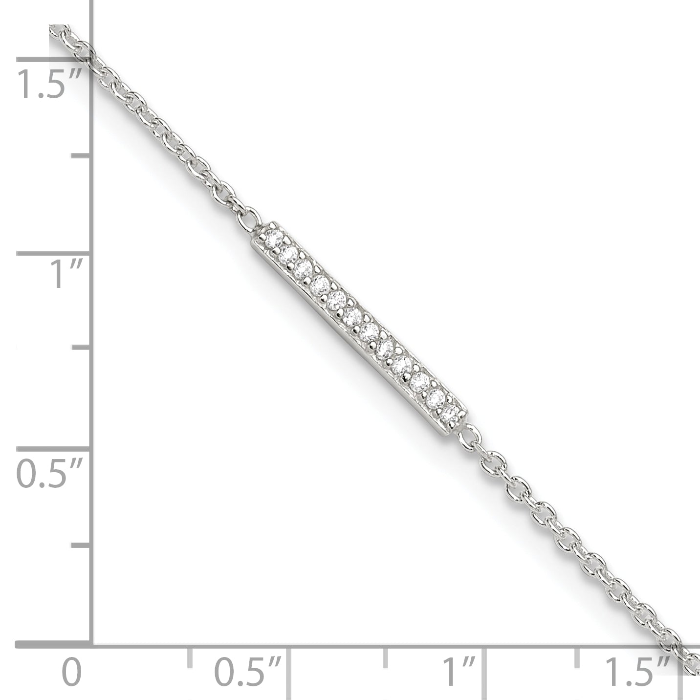 Sterling Silver CZ Bar 9 inch Plus 1 inch Extender  - Total 10 inch Anklet