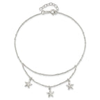 Sterling Silver 2-Strand Starfish 9 inch Plus 1 inch Extender - Total 10 inch Anklet