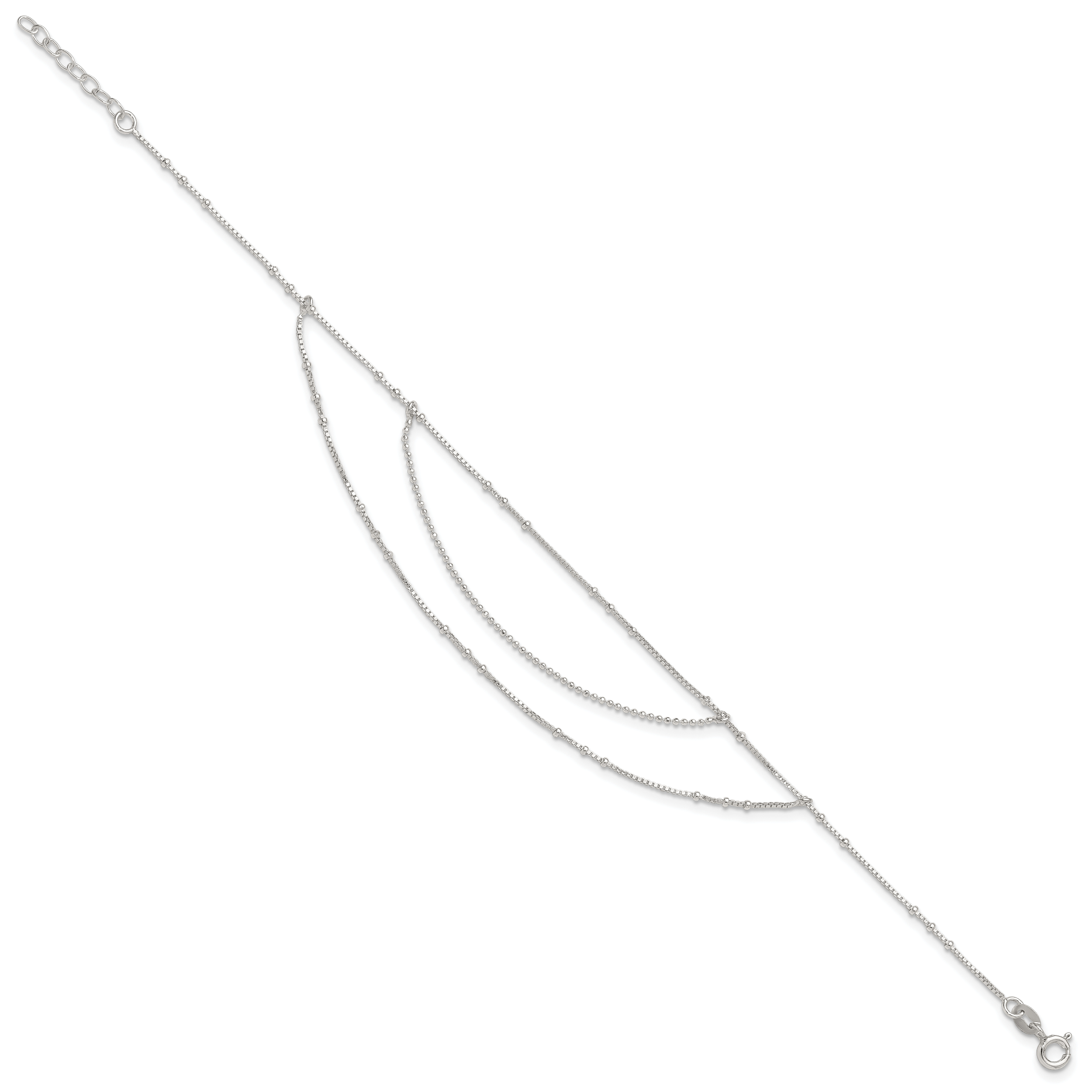 Sterling Silver Multi-Strand 9 inch Plus 1 inch Extender - Total 10 inch Anklet Secondary image