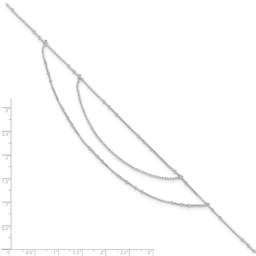 Sterling Silver Multi-Strand 9 inch Plus 1 inch Extender - Total 10 inch Anklet