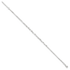 Sterling Silver Beaded 2-strand 10 inch Plus 1 inch Extender - Total 11 inch Anklet