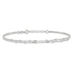 Sterling Silver Beaded 2-strand 9 inch Plus 1 inch Extender - Total 10 inch Anklet