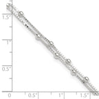 Sterling Silver Beaded 2-strand 9 inch Plus 1 inch Extender - Total 10 inch Anklet