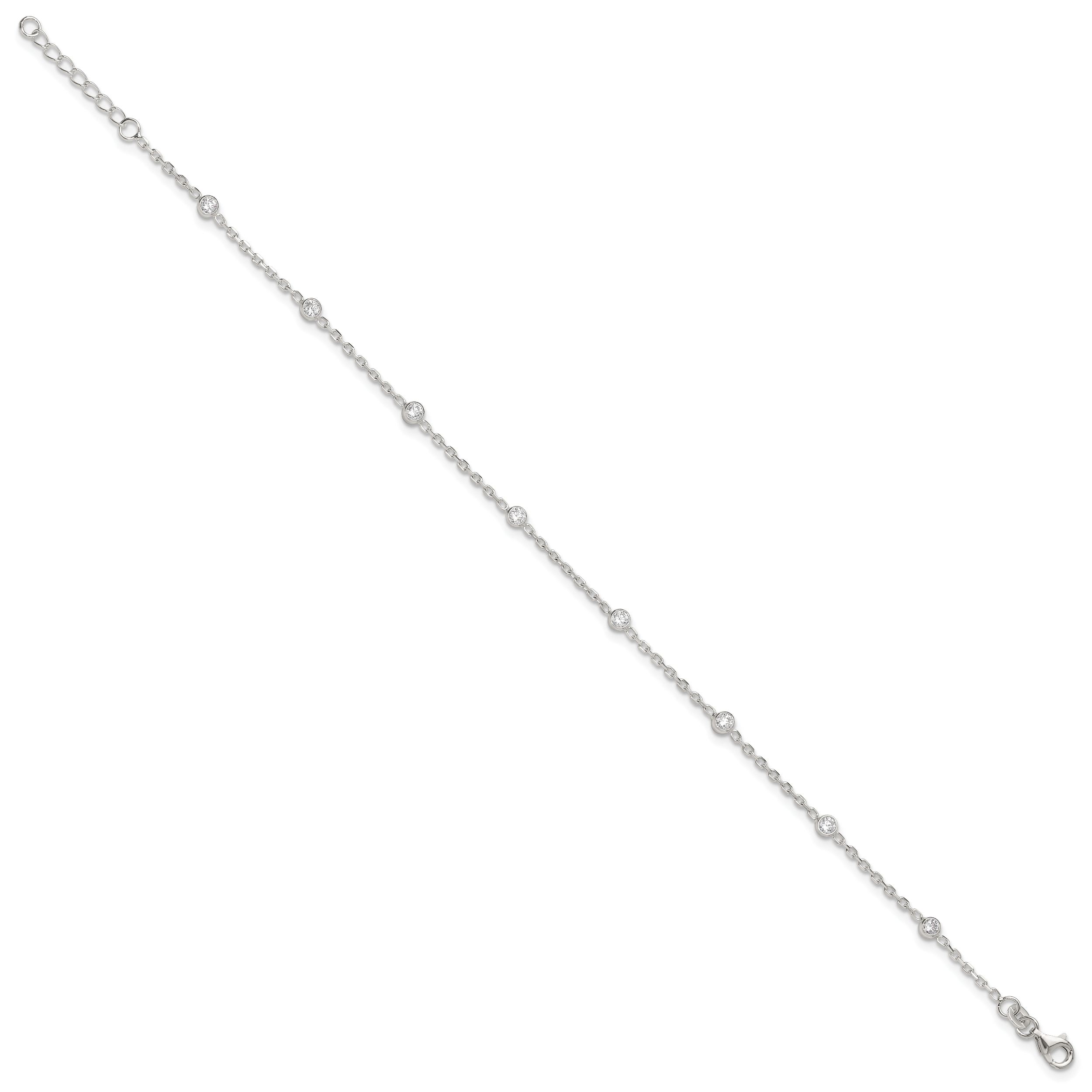 Bezel-Set CZ Station Anklet in Sterling Silver Secondary image