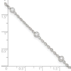 Sterling Silver Bezel CZ 8-Station 8.75 inch Plus 1 inch extender - Total 9.75 inch Anklet