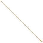Sterling Silver Gold-tone Bezel CZ 8-Station 10 inch Plus 1 inch Extender - Total 11 inch Anklet