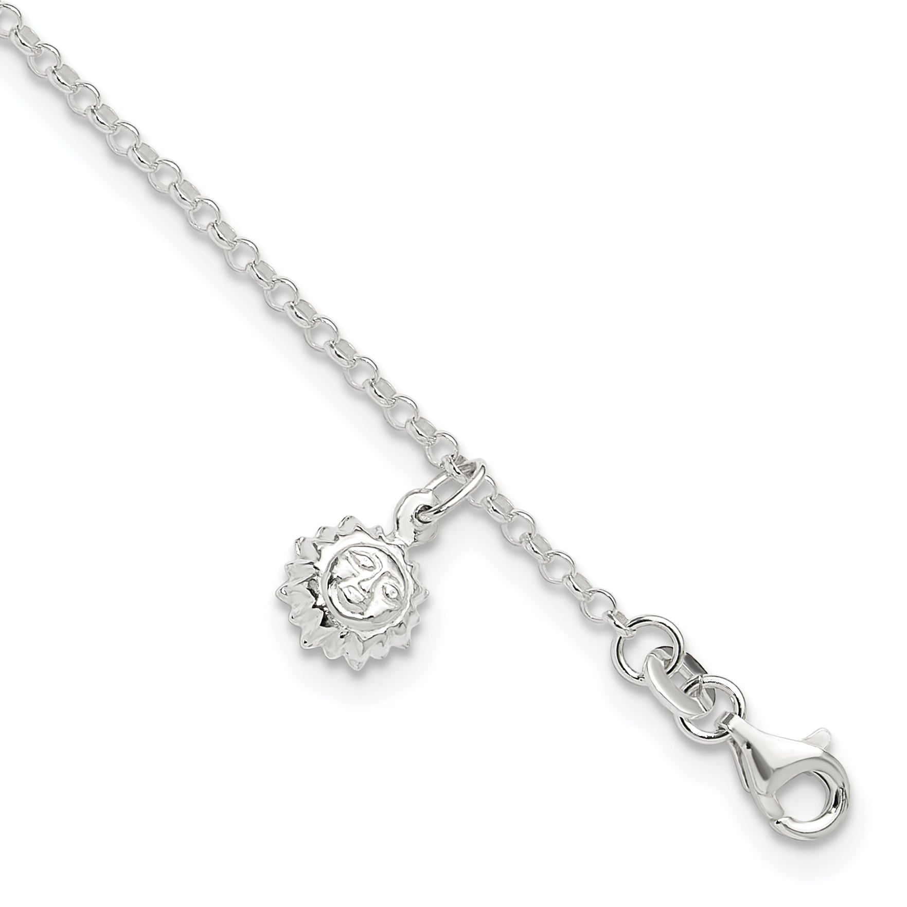 Sterling Silver Sun Charm 10 inch Plus 1 inch Extender - Total 11 inch Anklet Main image