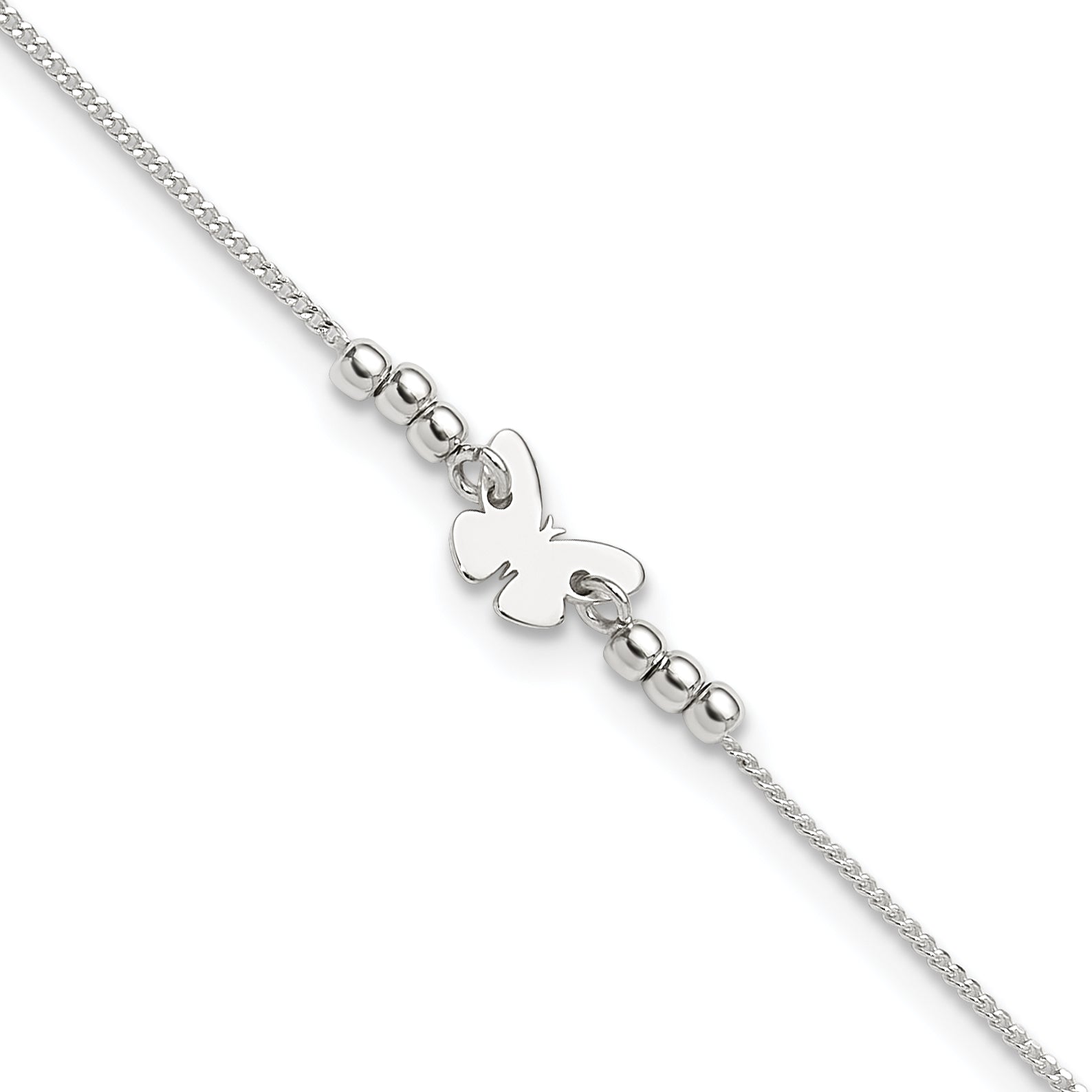Sterling Silver Butterfly 9 inch Plus 1 inch Extender - Total 10 inch Anklet Main image