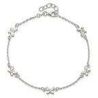 Sterling Silver Butterflies 9 inch Plus 1 inch Extender - Total 10 inch Anklet