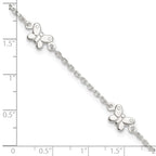 Sterling Silver Butterflies 9 inch Plus 1 inch Extender - Total 10 inch Anklet