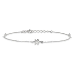 Sterling Silver Turtle 3-Station 9 inch Plus 1 inch Extender - Total 10 inch Anklet