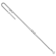 Sterling Silver Rhodium-plated 2-Strand Infinity 9 inch Plus 1 inch Extender - Total 10 inch Anklet