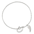 Sterling Silver Wing Charm 9 inch Plus 1 inch Extender - Total 10 inch Anklet