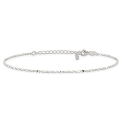 Sterling Silver Twisted Serpentine Chain 9 inch Plus 1.5 inch Extender - Total 10.5 inch Anklet