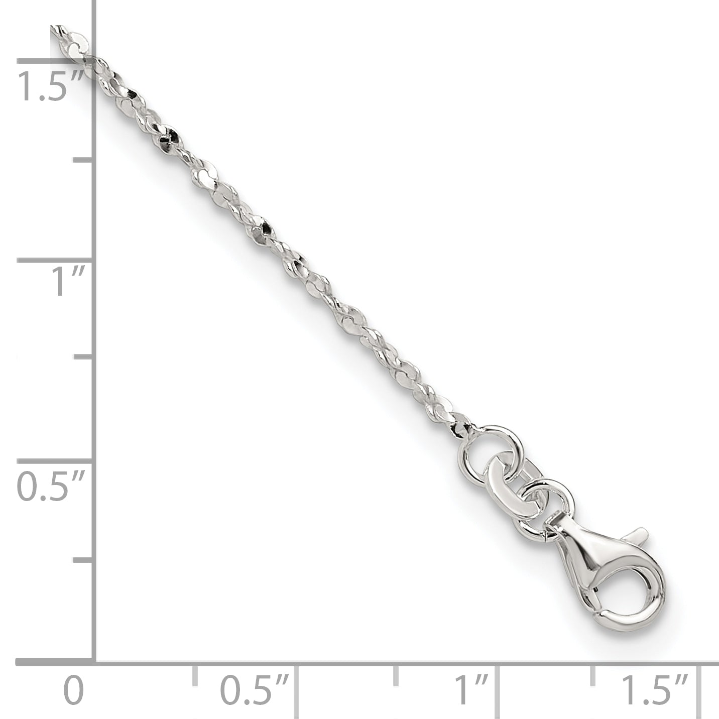 Sterling Silver Twisted Serpentine Chain 9 inch Plus 1.5 inch Extender - Total 10.5 inch Anklet