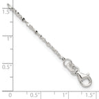 Sterling Silver Twisted Serpentine Chain 9 inch Plus 1.5 inch Extender - Total 10.5 inch Anklet
