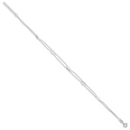 Sterling Silver 2-Strand Feathers 10 inch Plus 1 inch Extender - Total 11 inch Anklet