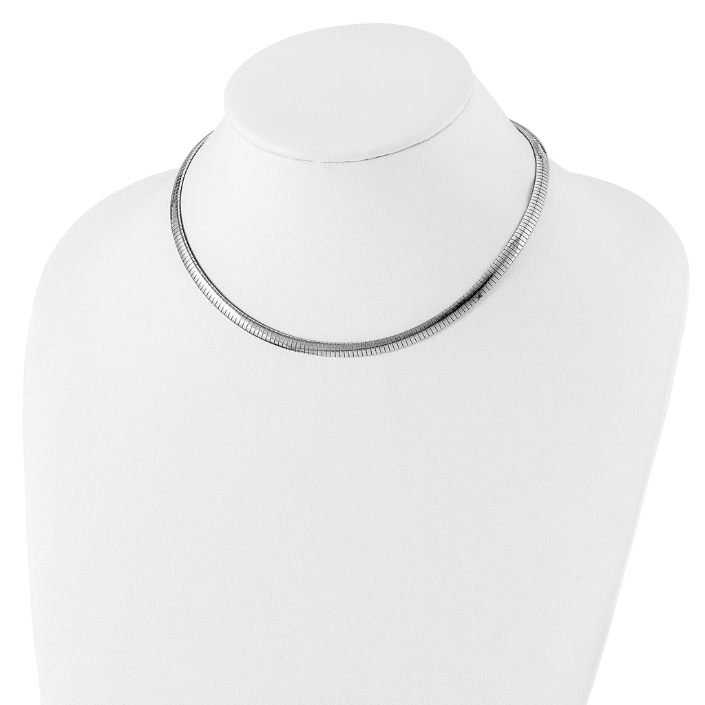 Sterling Silver Rhodium-plated 5.2mm With 2in. Ext Cubetto Chain