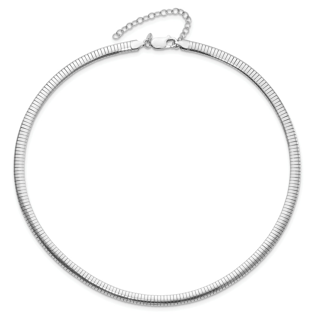 Sterling Silver Rhodium-plated 5.2mm With 2in. Ext Cubetto Chain