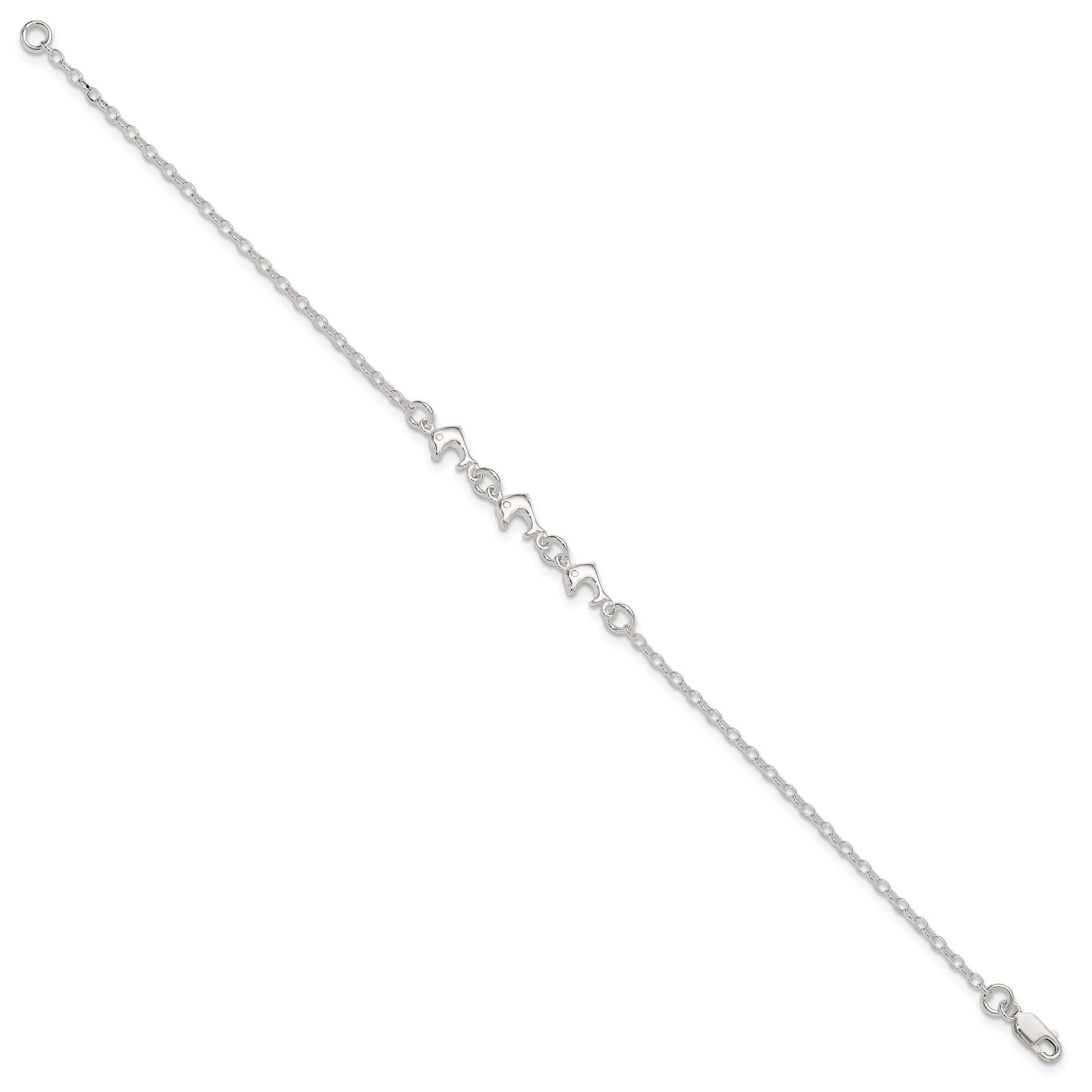 Sterling Silver 3 Dolphins Anklet Secondary image