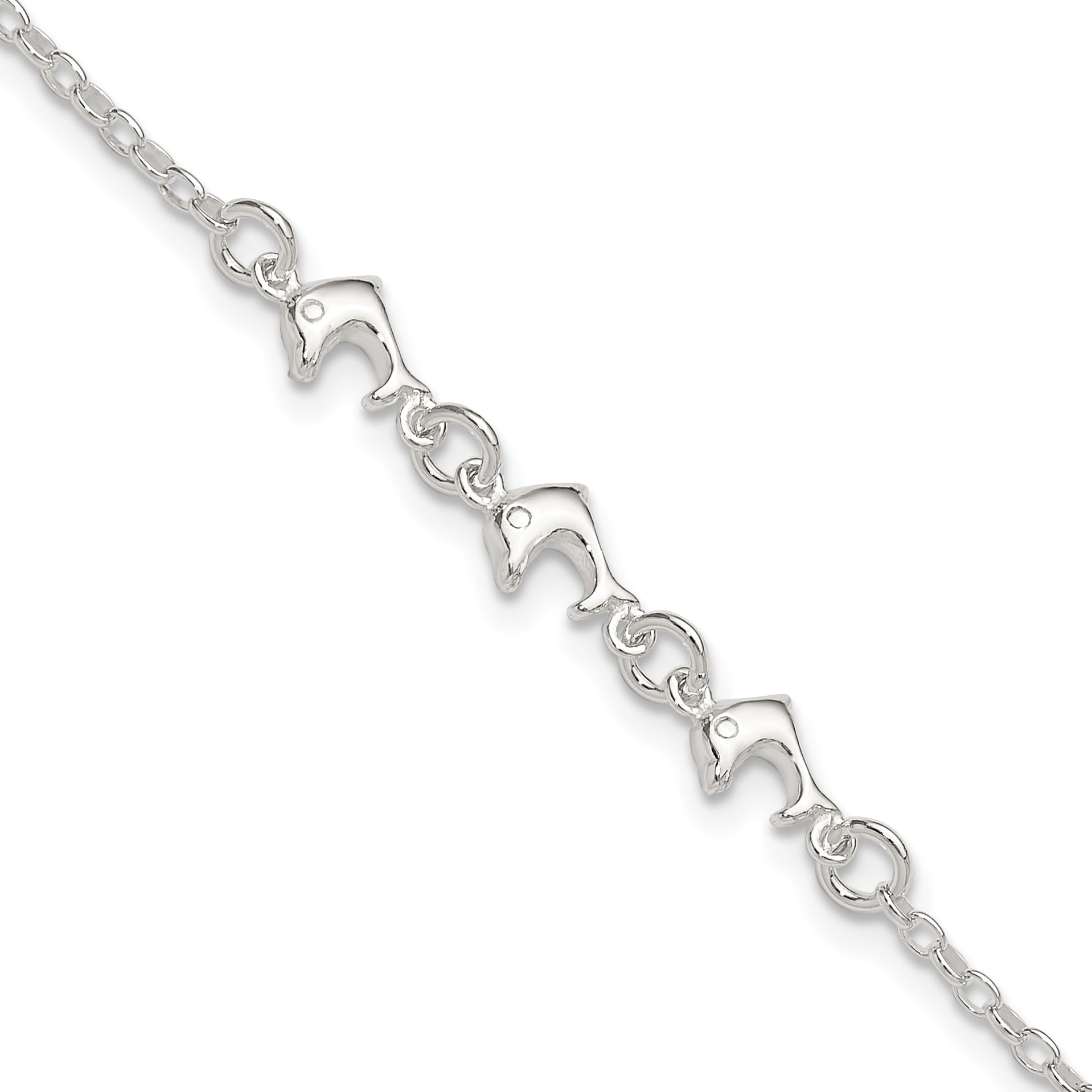 Sterling Silver 3 Dolphins Anklet Main image